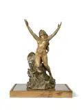 Etude pour un monument (éloge à la gloire) by Ferdinand Faivre, Plâtre patiné signée sur socle bois et vitrine en plexiglass Hauteur :, sold Jun 2023