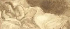 Femme allongée, c. 1897-1900 by Eugène Carrière, Huile sur toile Oil on canvas, sold Mar 2023