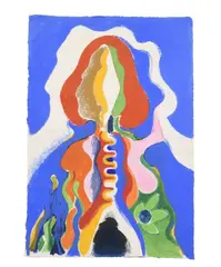Composition by Claude Bellegarde, 1974, Gouache sur papier, sold Mar 2023