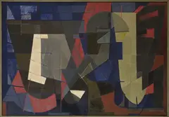 MOUVEMENT (OPUS 264) by Jean-Jacques Deyrolle, 1951, Huile et tempera sur toile signée en bas à droite Oil and tempera on canvas signed lower r, sold Dec 2022