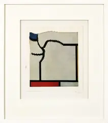 COMPOSITION, HOMMAGE À MONDRIAN by Pol Bury, 1988, Collage signé et daté en bas à droite Collage signed and dated lower right, sold Dec 2022