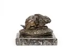 Lapin aux oreilles couchées by Antoine-Louis Barye, Bronze à patine brune, fonte ancienne, sold Oct 2022