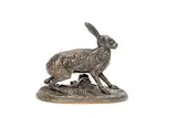Lièvre by Pierre-Jules Mêne, Bronze à patine brune, fonte ancienne, sold Oct 2022