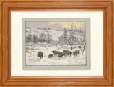 Georges Fréderic ROTÏG (1873-1961) Compagnie de sangliers dans la neige by Georges Rötig, Aquarelle gouachée sur papier, sold Oct 2022