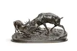 Pierre Jules MÈNE (1810-1879) Le combat de cerf by Pierre-Jules Mêne, Bronze à patine brun foncé, fonte ancienne, sold Oct 2022