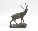 Le brâme du cerf; by Charles Valton, Épreuve en bronze à patine brun-vert nuancée, sold Jan 2026