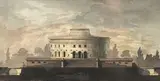 Projet d'architecture monumentale néo-classique by Attribuée À Pierre-Antoine Demachy, Plume, encre noire, lavis de noir, de gris et aquarelle, sold Nov 2025