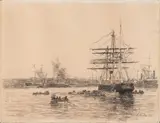 Bateaux dans le port du Havre by Eugène Boudin, Crayon, sold Nov 2025