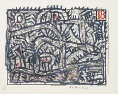 18e arrondissement de Paris by Pierre Alechinsky, 1983, Lithographie en couleur sur papier, sold Nov 2025