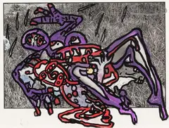 Amour by Robert Combas, Technique mixte sur photographie, sold Mar 2024