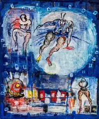 Composition rouge by Dominique Zinkpè, Huile sur toile et collage, sold Mar 2024
