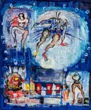 Composition rouge by Dominique Zinkpè, Huile sur toile et collage, sold Mar 2024