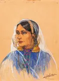 Portrait de Sirula by Léa Lafugie, Pierre noire, aquarelle, pastel et gouache sur papier Annoté à droite, sold Mar 2024