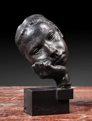 Portrait de jeune-fille pensive by Felix Desruelles, Epreuve en bronze, sold Mar 2024