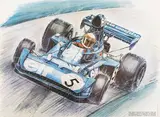 Sans titre by Jean-Pierre Boivent, Affiche de Jackie Stewart sur Tyrell Ford Au dos, sold Oct 2025