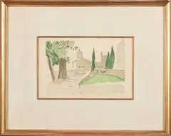 Vue de Beausset le Vieux by Pierre-Eugène Clairin, Lithographie signée, sold Oct 2025