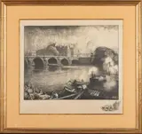 Vue du Pont Neuf, Paris by Auguste-Louis Lepère, Lithographie en noir, sold Oct 2025