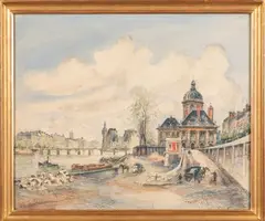 Vue des quais, Paris by Frank-Will, Aquarelle sur traits de crayon signée en bas à droite et située en bas à gauche, sold Oct 2025