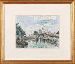 Le canal de l’Ourcq by Pierre-Eugène Clairin, 1929, Aquarelle sur traits de crayons, sold Oct 2025