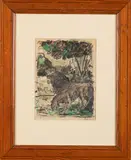 Lion et lionne s’abreuvant by Paul Simon, Aquarelle et encre sur papier, sold Oct 2025
