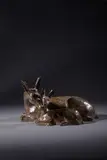 Biche et son fan by Paul Simon, Epreuve en bronze à patine more-doré, sold Oct 2025