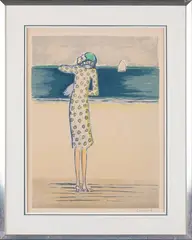 Elegante en bord de mer by Jean-Pierre Cassigneul, Lithographie signée et numérotée, sold Oct 2025