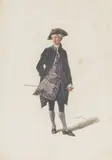 Gentilhomme à la redingote mauve by Eugène Fichel, Aquarelle sur papier signée et datée "1881", sold Oct 2025
