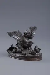 Perdrix et poussins by Alphonse Alexandre Arson, Bronze, sold Oct 2025