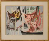 Barques à Chioggia by Édouard Pignon, 1955, Gouache sur papier, sold Oct 2025