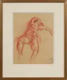 Femme assoupie, les jambes écartées by Marcel Gili, Sanguine sur papier, sold Oct 2025