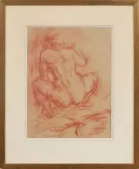 Femme nue accroupie de dos by Marcel Gili, Sanguine sur papier, sold Oct 2025