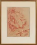 Femme nue accroupie de dos by Marcel Gili, Sanguine sur papier, sold Oct 2025