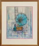 Phonographe et carafe by Tony Agostini, Aquarelle et encre sur papier, sold Oct 2025