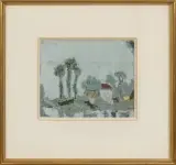 Paysage aux grands arbres by Henri Julien Seigle, Gouache et collages sur papier, sold Oct 2025