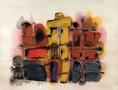 Sans titre - Paysage géométrique by Paul-Vanier Beaulieu, Aquarelle, sold Nov 2025