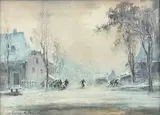 Glissade dans la neige à Mulhouse by Louis-Henri Foreau, Aquarelle, sold Jan 2026