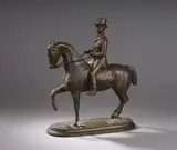 Gentleman à cheval by Pierre Le Nordez, Bronze à patine mdéaille titré dans un cartouche "Princesse par conquérant vendu par Monsi, sold May 2019