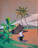 La porteuse d'eau by Henri Chabaud, Gouache et aquarelle sur carton, sold Apr 2019
