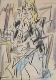 Femme à la cigarette by Gen Paul, Fusain et pastel, sold Nov 2022