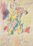 Clown musicien by Gen Paul, Pastel gras, sold Nov 2022