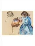 Jeune fille jouant avec son chat by Armand Guillaumin, 1893, Pastel sur papier, sold Jun 2021