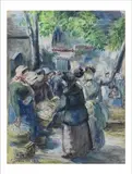 Le marché à Pontoise by Camille Pissarro, 1884, Gouache et aquarelle sur papier, sold Jun 2021