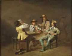 Le repos du corps de garde by Jan Olis, Panneau de chêne, deux planches, non parqueté, sold Jun 2021