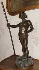 Figure de guerrier, Défense du sol by Léo Roussel, Épreuve en bronze à patine brune, sold Feb 2024