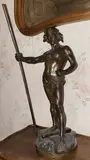 Figure de guerrier, Défense du sol by Léo Roussel, Épreuve en bronze à patine brune, sold Feb 2024