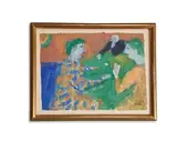 Les joueurs de cartes by Fikret Saygi Moualla, 1955, Gouache, sold Dec 2023