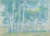 Les pins à Belvèze du rozes by Achille Laugé, Pastel, sold Dec 2023