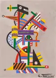 Composition géométrique by Georges Terzian, Gouache sur papier, sold Dec 2023