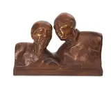 La confidence by Gaston Hauchecorne, Épreuve en bronze à patine brune, sold Dec 2023