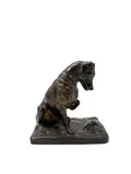 Chien à l'arrêt devant un lézard by Claude Sanson, Épreuve en bronze à patine brune, sold Dec 2023